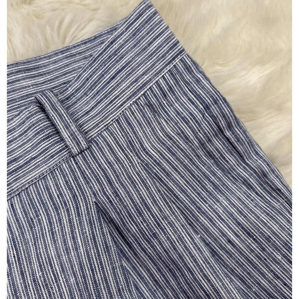 Claramonte Ankle Crop Pants 40 US 8 (29x25.5) Blue Pinstripe Pleat Cuffed Womens - Picture 4 of 9